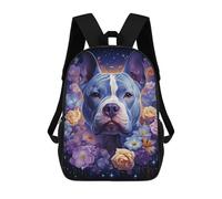 sinyumoney Starry Night Floral Dog Portrait Mochila Escolar Para Niños, Mochila Escolar Impresa En 3D Para Estudiantes De Primaria Y Secundaria 17inch