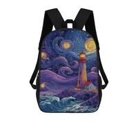sinyumoney Starry Night Lighthouse -6 Mochilas Escolares Para La Escuela Secundaria, Preparatoria, Universidad Y Viajes Para Niños/niñas/adolescentes 17inch