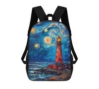 sinyumoney Starry Night Lighthouse Mochila Escolar Secundaria Informal Para Viajes - Perfecta Para Viajes, Trabajo Y Uso Diario 17inch