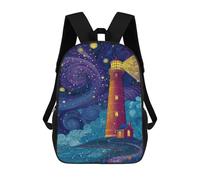 sinyumoney Starry Night Lighthouse Scene -2 Mochila Escolar Resistente Al Agua, Mochila Escolar De Negocios Para Hombres/mujeres 17inch
