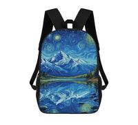 sinyumoney Starry Night Mountain Reflections -2 Mochilas De 17 Pulgadas Para Niños, Mochilas Escolares Impresas En 3D Para Estudiantes De Primaria Y Secundaria, Para Niños Y Niñas.