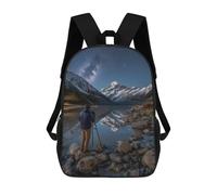 sinyumoney Starry Night Mountain Reflections Mochilas Para Niños 17inch Mochila Escolar Mochila Escolar Impresa En 3D Para Niños De Primaria Y Secundaria