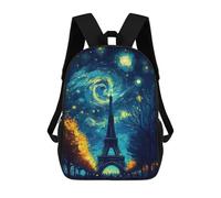 sinyumoney Starry Night Paris Mochila Escolar Impresa En 3D Para Niños, Mochila Escolar Informal De Moda Para Viajes Para Niños Y Estudiantes 17inch