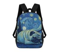 sinyumoney Starry Night Pug Art Print -1 17inch Mochilas Escolares Impresas En 3D, Mochilas Escolares De Moda Para Niños De Primaria Y Secundaria