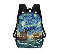 sinyumoney Starry Night Sea Battle Mochila Escolar Infantil De 17 Pulgadas Con Estampado 3D, Mochila Moderna Para Niños, Mochilas De Viaje, Bolsas Para Libros, Mochila Escolar Infantil
