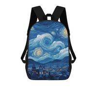 sinyumoney Starry Night Sky Village Mochila Escolar Para Secundaria Y Preparatoria. Mochila Informal Para Adolescentes, Chicas, Chicos, Mujeres Y Hombres. 17inch