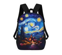 sinyumoney Starry Night Village Mochila Infantil Escolar Para Niños Con Estampado 3D De Dibujos Animados, Mochila Escolar Para Estudiantes, Mochila Para Portátil Para Niños Y Niñas 17inch