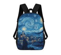 sinyumoney Starry Night Village Painting Mochilas Escolares Para La Escuela Secundaria, Preparatoria, Universidad Y Viajes Para Niños/niñas/adolescentes 17inch