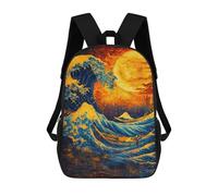 sinyumoney Starry Night Wave Japan Mochilas Para Niños Mochila Escolar Mochila Escolar Impresa En 3D Para Niños Estudiantes De Primaria Y Secundaria 17inch