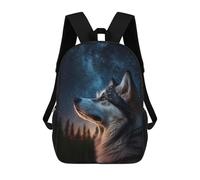 sinyumoney Starry Night Wolf Portrait Mochilas Para Niños Mochila Escolar Mochila Escolar Impresa En 3D Para Niños Estudiantes De Primaria Y Secundaria 17inch