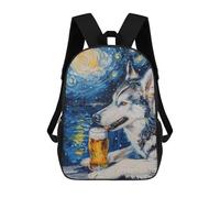 sinyumoney Starry Night Wolf with Beer Mochila Escolar, Bolso De Negocios, Bolso Para Portátil Resistente Para Niñas Y Adolescentes 17inch