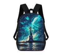 sinyumoney Statue of Liberty Illuminated Mochila Escolar Impresa En 3D Mochilas Informales Para Niños Mochila Escolar Impresa En 3D Para Niños De Primaria Y Secundaria 17inch