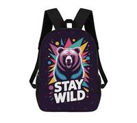sinyumoney Stay Wild Bear Graphic Art Mochilas Infantiles Mochila Escolar Impresa En 3D Para Niños Mochilas De Viaje Bolsas Para Libros Para Niños 17inch Mochila Escolar