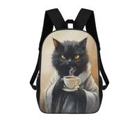sinyumoney Steaming Hot Coffee Cat Mochila Escolar Infantil Impresa En 3D Para Niños, Mochila De Viaje De Alta Capacidad, Mochilas Para Libros De 17 Pulgadas Para Niños