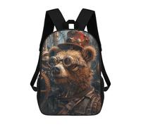 sinyumoney Steampunk Bear Animal Mochila Infantil, Mochila Escolar Impresa En 3D, Mochila Para Niños Y Niñas, Mochila Escolar Ajustable Para La Escuela Primaria 17inch