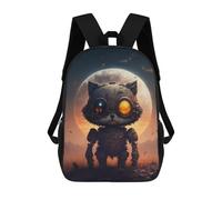 sinyumoney Steampunk Cat in Front of Moon Mochilas Infantiles Impresas En 3D, Mochilas De Moda Informales, Mochilas De Viaje Bonitas, Mochilas Informales Para Exteriores Para Niños Y Niñas 17inch