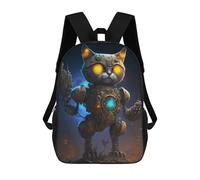 sinyumoney Steampunk Cat Robot Art Mochila Infantil Para Niñas, Mochila Escolar 3D, Mochila Para Niños Pequeños, Mochila Informal De Día, Mochila Escolar De Moda 17inch