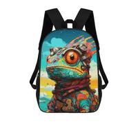 sinyumoney Steampunk Chameleon Art Print Mochila Escolar De 17 Pulgadas Para Adolescentes, Con Estampado 3D, Ajustable Y Con Bolsillos, Ideal Para Niños, Niñas Y Estudiantes.
