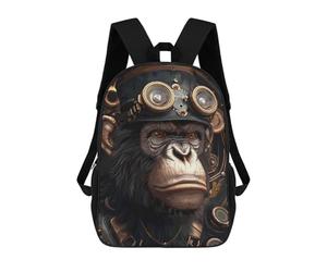 sinyumoney Steampunk Chimp Ape Animal Mochila Escolar Resistente Al Agua, Mochila De Viaje, Bolsa Para Computadora - Perfecta Para Viajes, Trabajo Y Uso Diario 17inch