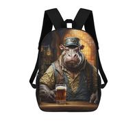 sinyumoney Steampunk Craft Beer Hippo Mochila Escolar/de Trabajo/para Portátil Para Hombres, Mujeres Y Adolescentes 17inch