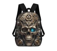 sinyumoney Steampunk Gear Head Skull Mochila Ronaldo, Mochila Infantil, Mochila Escolar Para Estudiantes, Mochila Para Libros, Mochila Escolar Impresa En 3D Para Niños Y Niñas, 17inch