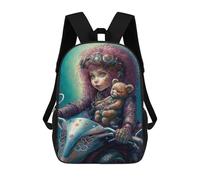 sinyumoney Steampunk Girl with Teddy Bear Mochila Escolar Grande Para Niños, Niñas, Adolescentes, Hombres Y Mujeres 17inch