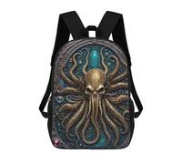 sinyumoney Steampunk Golden Kraken Mochila Escolar, Bolso De Negocios, Bolso Para Portátil Resistente Para Niñas Y Adolescentes 17inch