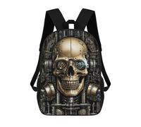 sinyumoney Steampunk Headphones Skull Mochila Ligera Informal Para El Día A Día, Mochila Escolar Para El Campus, Actividades Al Aire Libre, Viajes Y Deportes 17inch
