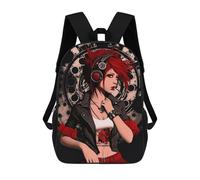 sinyumoney Steampunk Red Hair Girl Mochilas Escolares Impresas En 3D, Mochila Escolar Informal Para Niños, Mochila Escolar De Moda Para Estudiantes De Secundaria 17inch