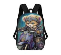 sinyumoney Steampunk Teddy Bear Motorcycle Art Print Mochila Escolar Informal Para El Día A Día, Para La Escuela, El Trabajo Y Los Viajes Para Hombres, Mujeres Y Adolescentes. 17inch