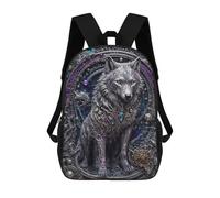 sinyumoney Steampunk White Wolf Mochila Escolar Ligera Para El Colegio, Mochila Escolar De Día, Mochila Para Libros Para La Universidad Para Niñas, Adolescentes 17inch