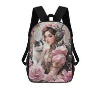 sinyumoney Steampunk Woman with Cat-1 Mochila Escolar Grande Para Niños, Niñas, Adolescentes, Hombres Y Mujeres 17inch