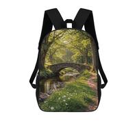 sinyumoney Stone Bridge over Stream in Forest Mochila Impermeable Para Ordenador Portátil Para Campus, Actividades Al Aire Libre, Viajes Y Deportes 17inch