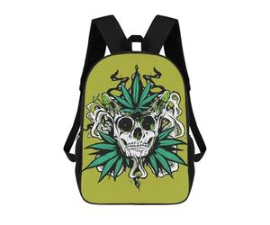 sinyumoney Stoned Skull with Cannabis Leaves Mochila Escolar Mochila Para Niños Impresa En 3D Mochilas Infantiles Para Niños Y Niñas Mochilas Escolares Mochilas De Viaje Para Niños 17inch