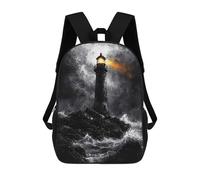 sinyumoney Stormy Lighthouse in Dramatic Monochrome Style Mochila Escolar Infantil Impresa En 3D Para Niños, Mochilas De Viaje, Bolsas Para Libros, Mochila Escolar Infantil 17inch