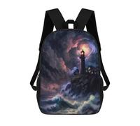 sinyumoney Stormy Lighthouse Mochila Infantil, Mochila Escolar Impresa En 3D, Mochila Para Niños Y Niñas, Mochila Escolar Ajustable Para La Escuela Primaria 17inch