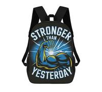 sinyumoney Stronger Than Yesterday Arm Graphic Mochila Escolar, Bolso De Negocios, Bolso Para Portátil Resistente Para Niños/niñas/adolescentes 17inch