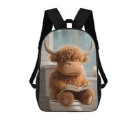 sinyumoney Stuffed Highland Cow Reading on Toilet Mochila Escolar Impresa En 3D 17inch Mochila Escolar Infantil Mochilas De Viaje Mochila Informal De Moda Para Niños Y Estudiantes