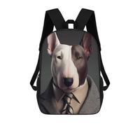 sinyumoney Stylish Bull Terrier in Suit Mochila Infantil Para Niñas Y Niños, Mochila De Día, Escuela Primaria, Perfecta Para La Vuelta Al Cole O Educación Física, Regalos Y Viajes 17inch