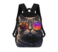 sinyumoney Stylish Cat Glasses Art -1 Mochilas Infantiles Impresas En 3D, Mochilas De Moda Informales, Mochilas De Viaje Bonitas, Mochilas Informales Para Exteriores Para Niños Y Niñas 17inch