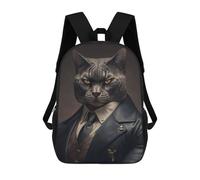 sinyumoney Stylish Cat in Formal Attire Mochila Escolar Infantil Impresa En 3D Para Niños, Mochila De Viaje De Alta Capacidad, Bolsas Para Libros, Mochila Escolar Infantil 17inch