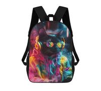 sinyumoney Stylish Cat in Neon Jacket Mochila Escolar Infantil Impresa En 3D Para Niños, Mochila De Viaje De Alta Capacidad, Mochilas Para Libros De 17 Pulgadas Para Niños