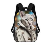 sinyumoney Stylish Cat in Trench Coat Mochilas Para Niños Mochila Escolar Mochila Escolar Impresa En 3D Para Niños Estudiantes De Primaria Y Secundaria 17inch