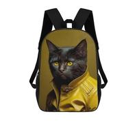 sinyumoney Stylish Cat in Yellow Jacket Mochila Escolar Mochilas Escolares Para Niñas Y Niños Mochila Con Bolsillo Mochila Escolar De Moda Para Niños 17inch