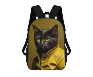 sinyumoney Stylish Cat in Yellow Jacket Mochila Escolar Mochilas Escolares Para Niñas Y Niños Mochila Con Bolsillo Mochila Escolar De Moda Para Niños 17inch
