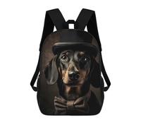 sinyumoney Stylish Dachshund in Top Hat Mochila Escolar Para Niñas Mochila Impermeable Mochila Informal De Día Mochila Ligera Para Niño Y Niña Mochila Escolar 17inch