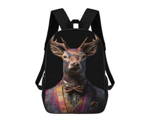 sinyumoney Stylish Deer in Suit Mochila Escolar/para Ordenador Portátil Para Colegio/trabajo/viajes Para Camping, Aventuras Al Aire Libre Y Viajes Diarios 17inch
