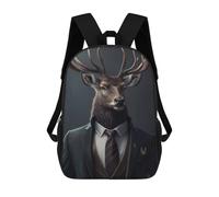 sinyumoney Stylish Deer in Suit Mochilas Impresas En 3D Para Niños, Mochila Escolar, Mochila Informal Para Exteriores, Mochila Informal De Moda Para Niños, Lindas Bolsas De Viaje 17inch
