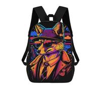 sinyumoney Stylish Fox in Hat And Sunglasses Mochila Infantil, Mochila Escolar Impresa En 3D, Mochila Para Niños Y Niñas, Mochila Escolar Ajustable Para La Escuela Primaria 17inch