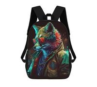 sinyumoney Stylish Fox in Neon Jacket Mochilas Para Niños Mochila Escolar Mochila Escolar Impresa En 3D Para Niños Estudiantes De Primaria Y Secundaria 17inch